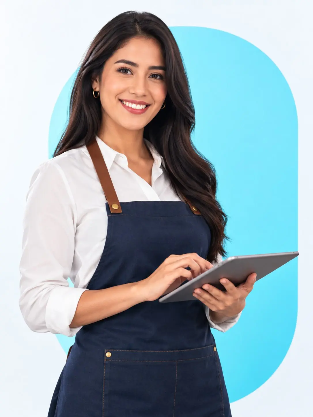 Comerciante utilizando una tableta en su negocio